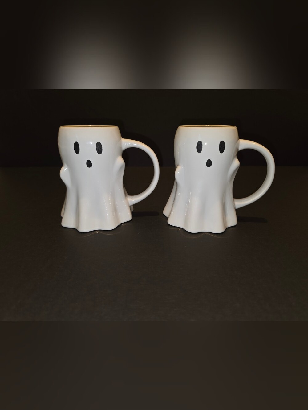 White Ghost Ceramic Mugs - Playful Halloween 16oz Mugs